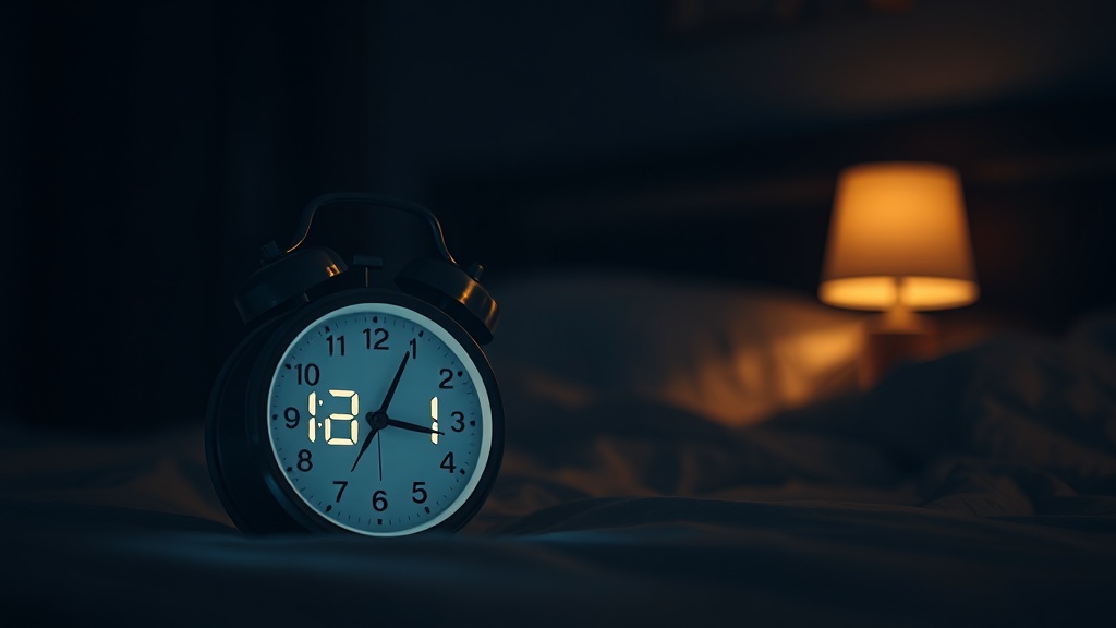 Leuchtende Digitaluhr in einem dunklen Schlafzimmer zu später Stunde